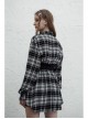 Buckle Belt Long Sleeve Black Punk Plaid Midriff Denim Dress
