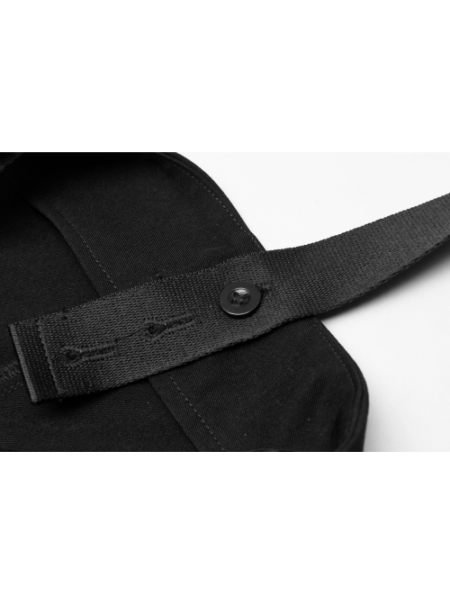 Metal Ring Shoulder-Strap Buckle Belt Split Hem Black Punk A-Shaped Skirt