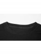 Thread Neck Front Chest Embroidery Short Sleeve Black Punk Dress