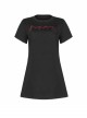 Thread Neck Front Chest Embroidery Short Sleeve Black Punk Dress