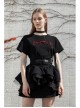 Thread Neck Front Chest Embroidery Short Sleeve Black Punk Dress
