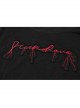Thread Neck Front Chest Embroidery Short Sleeve Black Punk Dress