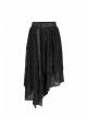 Metal Buckle Belt Irregular Hem Black Punk Chiffon Lace Skirt