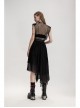 Metal Buckle Belt Irregular Hem Black Punk Chiffon Lace Skirt