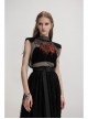 Metal Buckle Belt Irregular Hem Black Punk Chiffon Lace Skirt