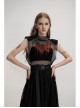 Metal Buckle Belt Irregular Hem Black Punk Chiffon Lace Skirt
