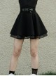 Front Metal Buckle Loops High Waist Splice Mesh Black Punk Short Skirt