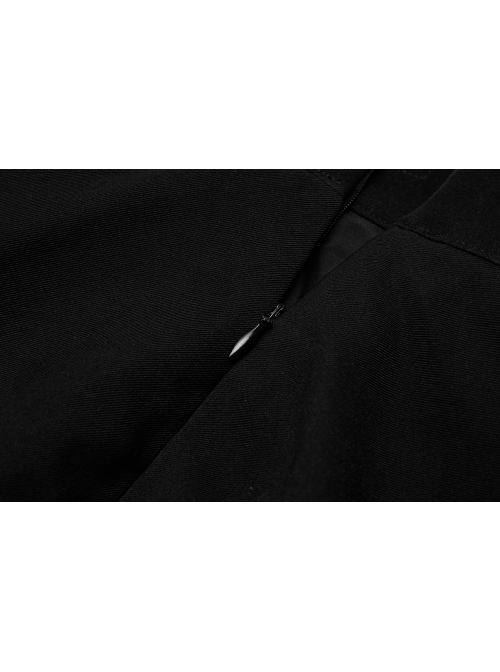 Front Metal Buckle Loops High Waist Splice Mesh Black Punk Short Skirt
