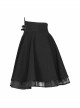 Front Metal Buckle Loops High Waist Splice Mesh Black Punk Short Skirt