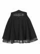 Front Metal Buckle Loops High Waist Splice Mesh Black Punk Short Skirt