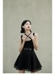 Front Metal Buckle Loops High Waist Splice Mesh Black Punk Short Skirt