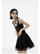 Front Metal Buckle Loops High Waist Splice Mesh Black Punk Short Skirt