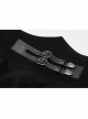 Front Metal Buckle Loops High Waist Splice Mesh Black Punk Short Skirt