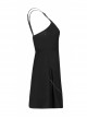 Side Metal Chain Decoration Split Hem Black Punk Sling Short Dress