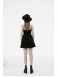 Side Metal Chain Decoration Split Hem Black Punk Sling Short Dress