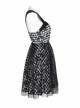 Front Metal Rivet Decoration Splice Mesh Punk Black Plaid Vest Slip Dress
