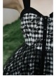 Front Metal Rivet Decoration Splice Mesh Punk Black Plaid Vest Slip Dress