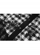 Front Metal Rivet Decoration Splice Mesh Punk Black Plaid Vest Slip Dress