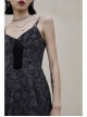 Front Lace-Up A-Shape Asymmetric Hem Black Punk Chiffon Sling Dress