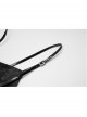Front Lace-Up A-Shape Asymmetric Hem Black Punk Chiffon Sling Dress