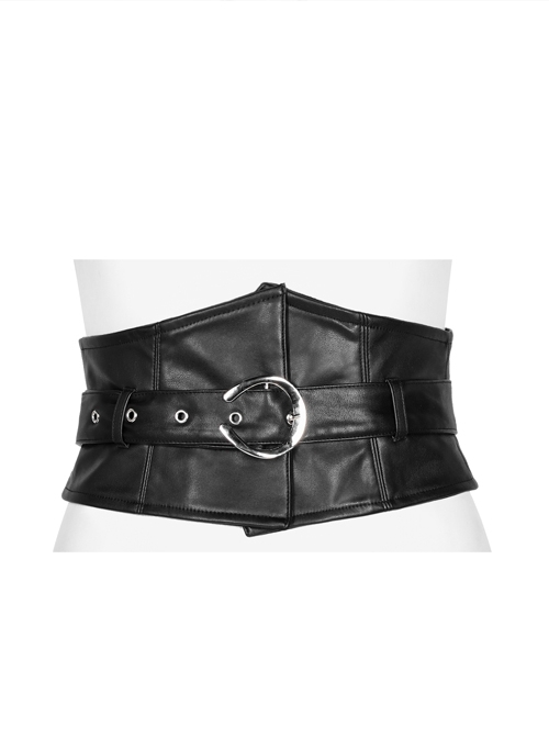 Metal Buckle Black Punk Leather Girdle