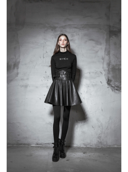 Metal Buckle Black Punk Leather Girdle