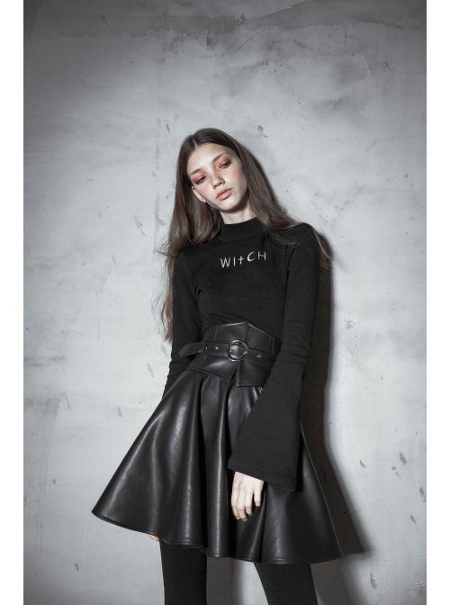 Metal Buckle Black Punk Leather Girdle