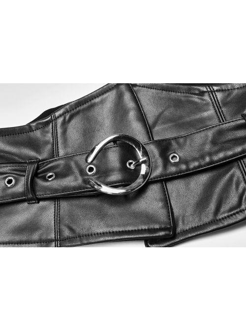 Metal Buckle Black Punk Leather Girdle