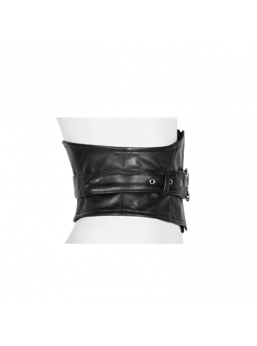Metal Buckle Black Punk Leather Girdle