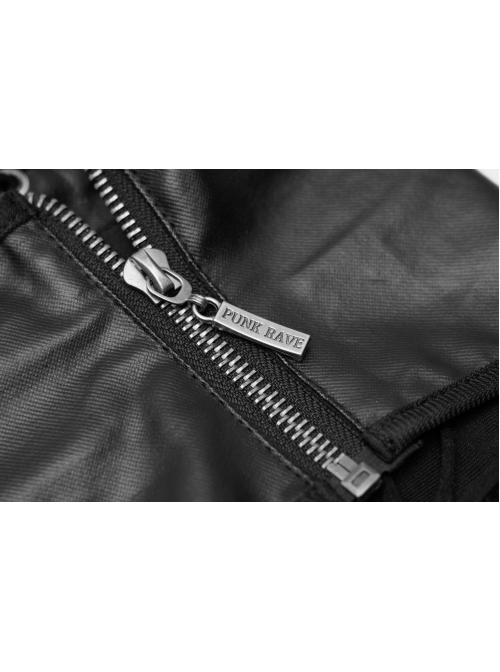 Front Lace-Up Side Metal Logo Pendant Black Punk Heating Waist Seal