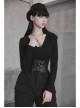 Front Lace-Up Side Metal Logo Pendant Black Punk Heating Waist Seal