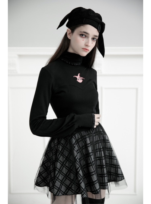 Metal Buckle Black Punk Clown Beret