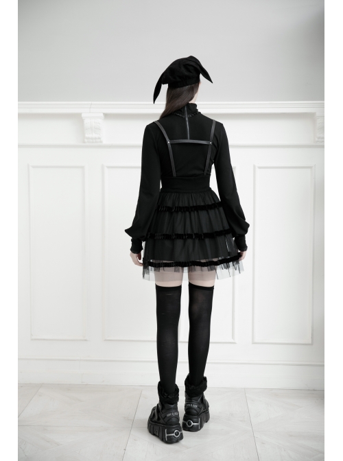 Metal Buckle Black Punk Clown Beret