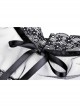 Innocent Girl Gothic Lolita Bowknot Hollow Lace Puff Sleeve Vertical Soft Short Sleeves Rayon Black Dress