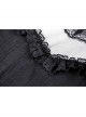Innocent Girl Gothic Lolita Bowknot Hollow Lace Puff Sleeve Vertical Soft Short Sleeves Rayon Black Dress