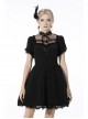 Innocent Girl Gothic Lolita Bowknot Hollow Lace Puff Sleeve Vertical Soft Short Sleeves Rayon Black Dress