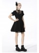 Innocent Girl Gothic Lolita Bowknot Hollow Lace Puff Sleeve Vertical Soft Short Sleeves Rayon Black Dress