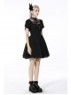 Innocent Girl Gothic Lolita Bowknot Hollow Lace Puff Sleeve Vertical Soft Short Sleeves Rayon Black Dress