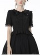 Gothic Lace Buttons Symmetrical Slim Fit Black Lolita Doll Collar Vertical Chiffon Blouse