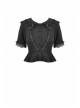 Gothic Lace Buttons Symmetrical Slim Fit Black Lolita Doll Collar Vertical Chiffon Blouse