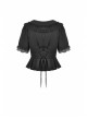 Gothic Lace Buttons Symmetrical Slim Fit Black Lolita Doll Collar Vertical Chiffon Blouse