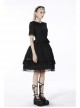Gothic Lace Buttons Symmetrical Slim Fit Black Lolita Doll Collar Vertical Chiffon Blouse