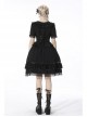 Gothic Lace Buttons Symmetrical Slim Fit Black Lolita Doll Collar Vertical Chiffon Blouse