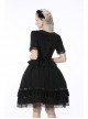 Gothic Lace Buttons Symmetrical Slim Fit Black Lolita Doll Collar Vertical Chiffon Blouse