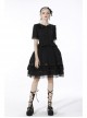 Gothic Lace Buttons Symmetrical Slim Fit Black Lolita Doll Collar Vertical Chiffon Blouse