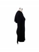 Rose Print Gothic Black Trumpet Sleeve Long Sleeve Hoodie Knit Stretch Dress