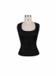 Black Punk Front Zip Sleeveless Back Cut-Out Belted  Round Collar Tank Top