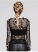 Punk Black Skull Knit Long-Sleeve Open-Neck Round Collar Elastic Shirt