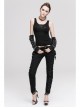 Burnt-out Hole Resin Spike Metal Ring Sleeveless Black Punk Vest