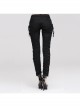 Punk Side Metal Buttonholes With Rope Straps Stretch Black Pants